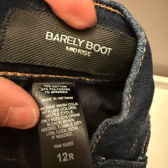 Express Barely Boot Mid Rise Dark Wash Indigo Denim Jeans 12R RN55285 - Picture 6 of 6